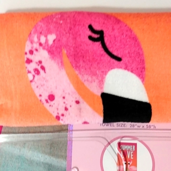 CAPELLI NEW YORK PINK FLAMINGOS SUMMER LOVE BEACH POOL TOWEL SIZE 28" X 58" NWT - Picture 6 of 7